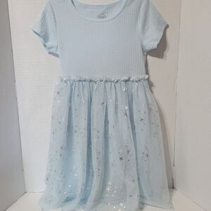 Wonder Nation Girls Blue Tulle Star Dress Size S 6-6X Sparkle Party Dress